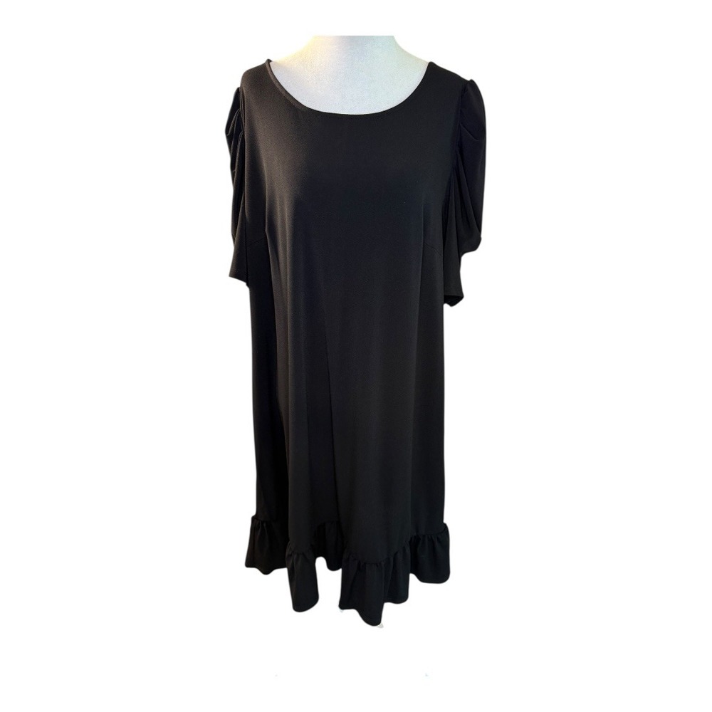 CeCe Ruffle‎ Hem Dress Puff Sleeve Casual Black Dressy 2X NWT